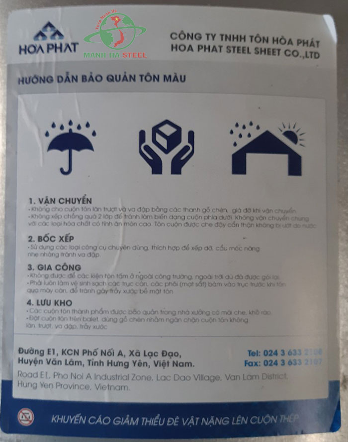 Hướng dẫn bảo quản tôn Hòa Phát